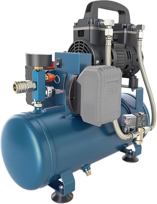 Accucompressor – Persluchtcompressor – Draagbare Luchtcompressor – Mobiele Compressor – Olievrije Compressor – 7,5 Bar Werkdruk – 9 Liter Capaciteit