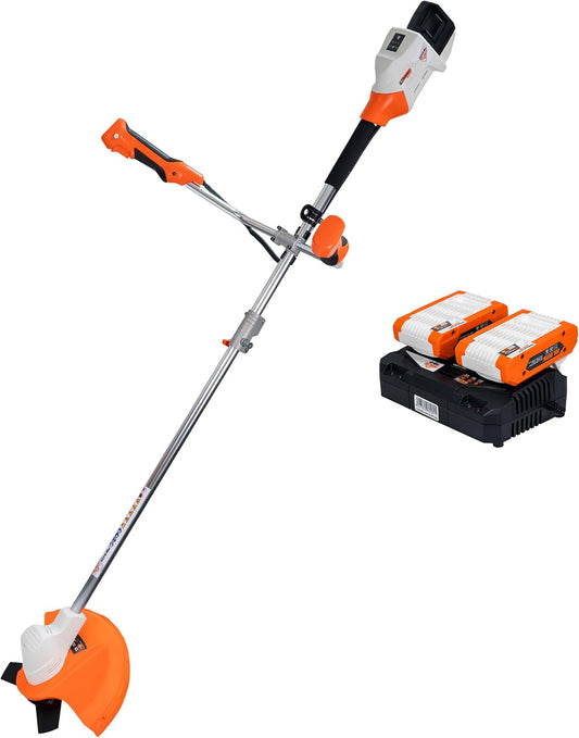 RURIS Bosmaaier met accu 3044e – borstelloze motor, maaibreedte 300 mm (draad) / 255 mm (lemmet), ergonomische handgrepen, accu 2 x 20 V Li-ION 4 Ah en dubbele oplader inbegrepen