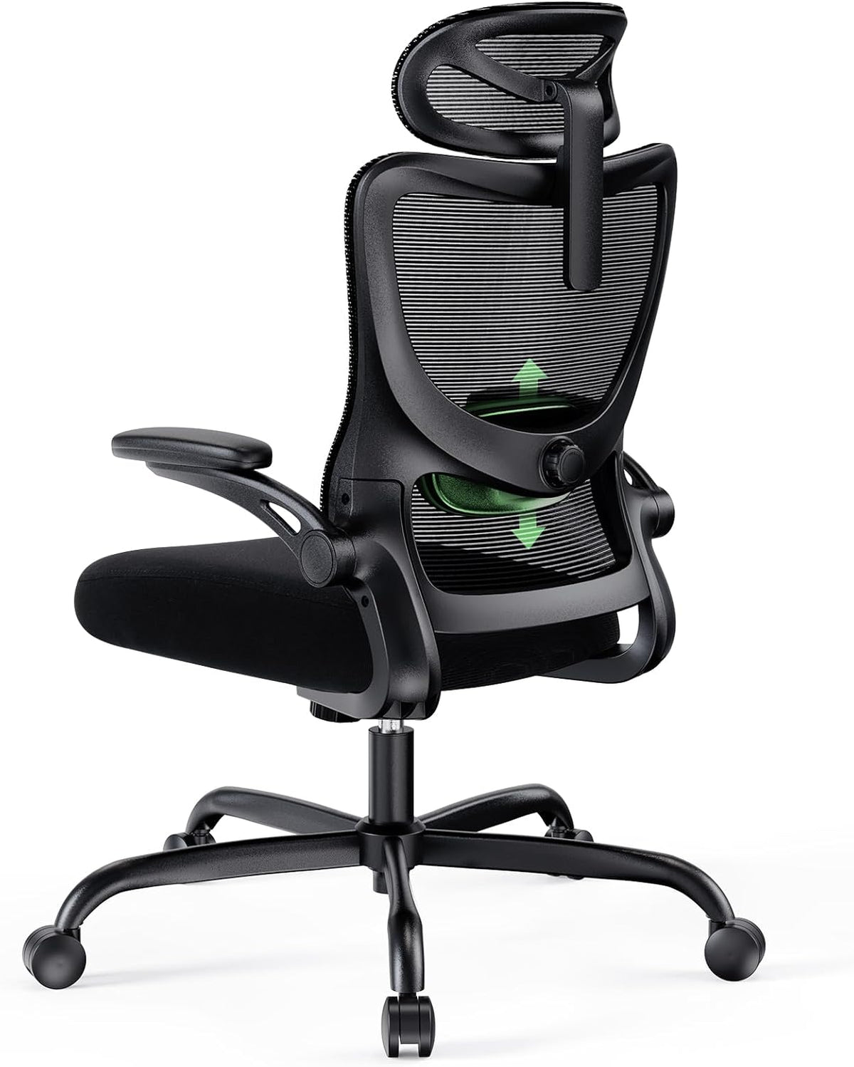 Ergonomische Bureaustoel – Bureaustoel met Lendensteun – Gamingstoel – Werkstoel – Computestoel – Verstelbare Lendensteun en 2D-Hoofdsteun – Ademend Mesh Met Dik Schuimzitting