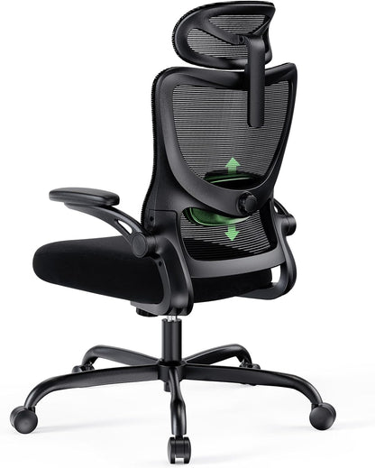 Ergonomische Bureaustoel – Bureaustoel met Lendensteun – Gamingstoel – Werkstoel – Computestoel – Verstelbare Lendensteun en 2D-Hoofdsteun – Ademend Mesh Met Dik Schuimzitting