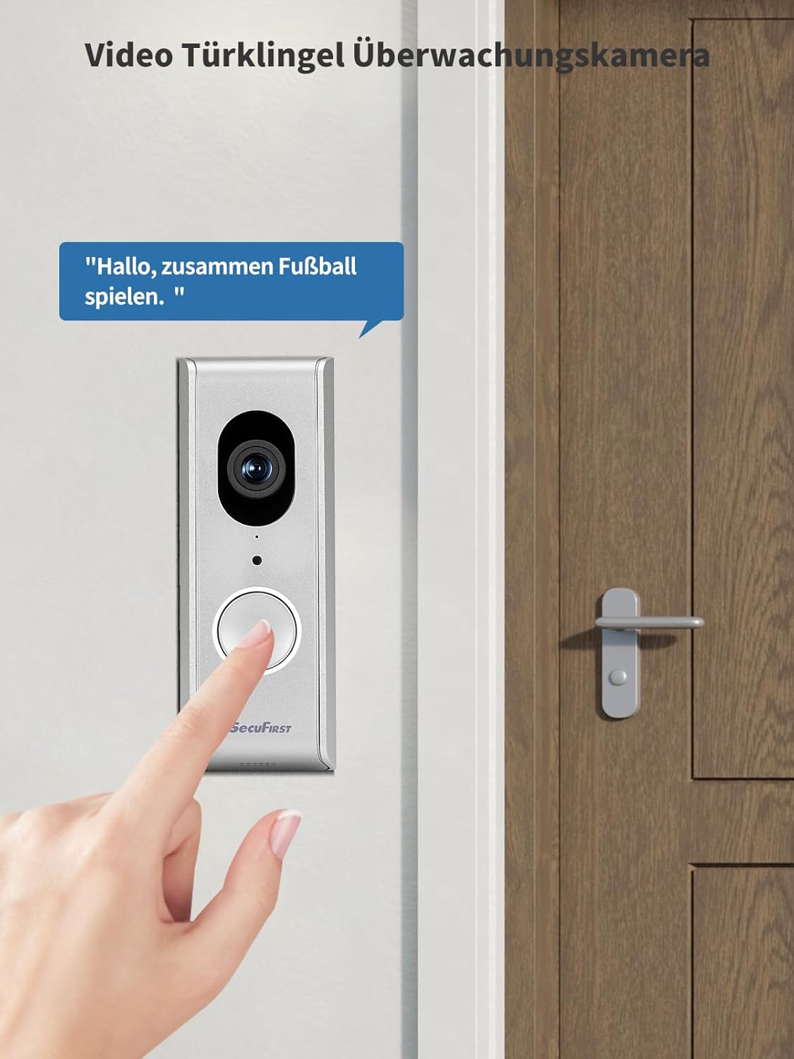 SecuFirst Slimme Video Deurbel met Camera met Draadloze Gong,Bedraad Doorbell, + SD Kaart 64GB opslag,Geen Verborgen Kosten, 2-Weg Audio, Zilver- DID701S