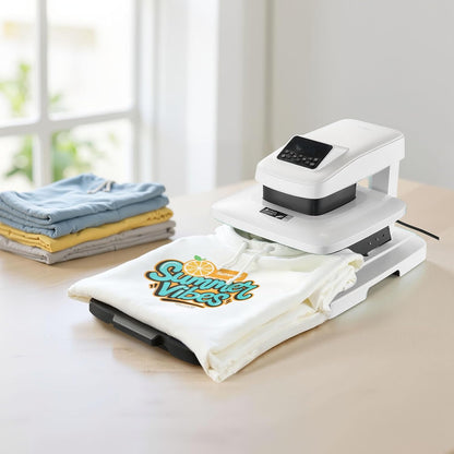 VEVOR Automatische hittepers (38 x 38 cm) T-shirt-pers met automatische vrijgave en instelbare druk, digitaal display, transferpers voor sublimatie vinyl warmteoverdrachtsprojecten, wit