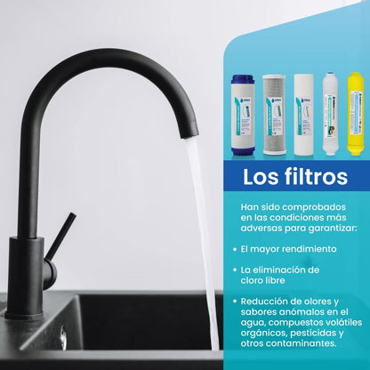 Omgekeerde osmose-installaties - osmose-set met 6 niveaus, inhoud 5 l, incl. 50 GPD Vontron membraan, pomp en filter Nature Water Professionals