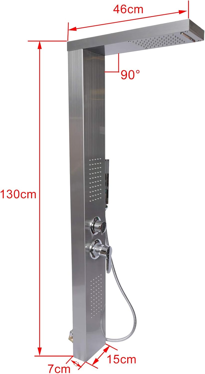 Multifunctioneel Douchepaneel – Douchepaneel – Douchekolom – Regendouche – Massagejets – Roestvrij Staal – 150 cm Handdoucheslang
