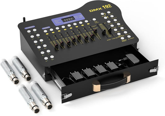 Draadloze DMX-controller – DMX512-controller – DJ-controller – Lichttafel – Lichtcontroller – 192 Kanalen – Met Zender En 4 Ontvangers