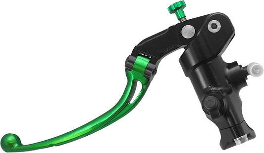 Gesmede koppelingspomp 16 x 18 met lichaamspomp, zwart geanodiseerd, lang, groen (knop + hendel) voor Ducati Scrambler Mach 2.0 van 2018 tot 2018, CC 800