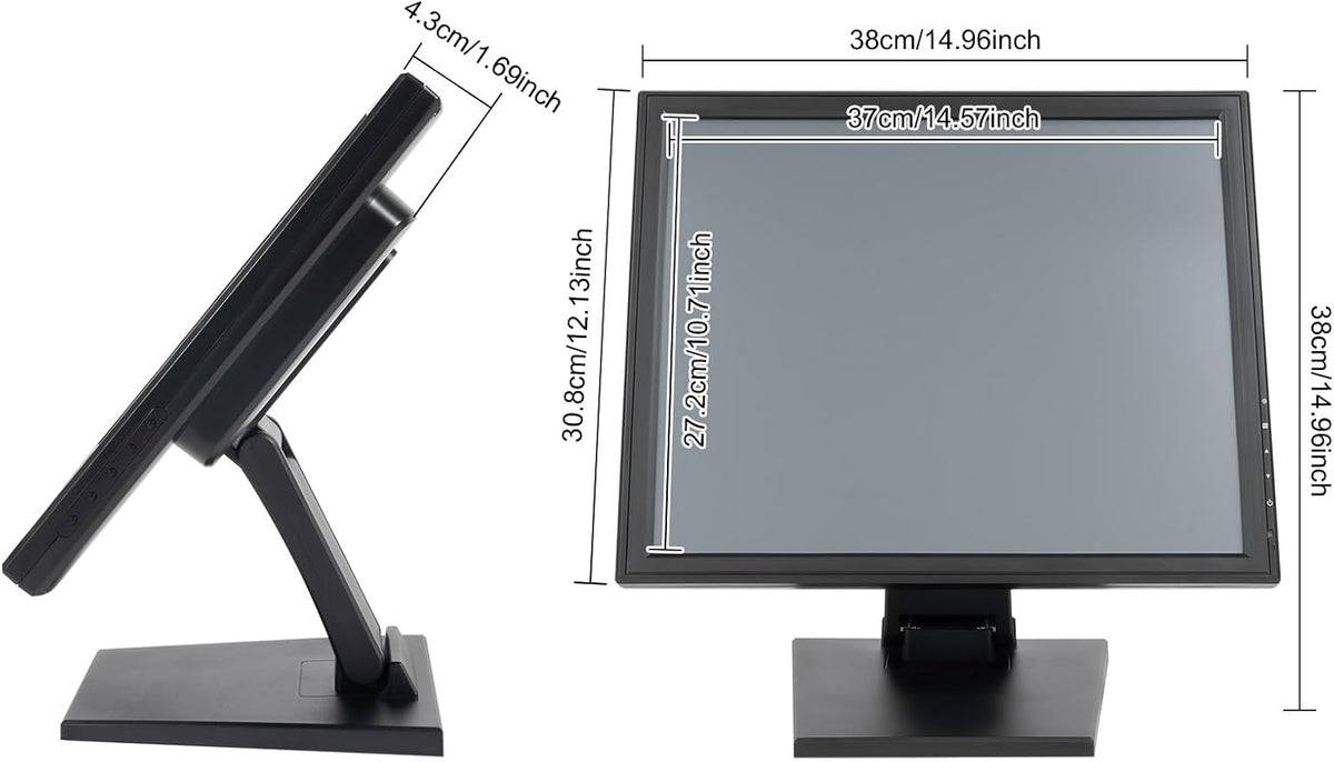 Portable monitor | mobile monitor | touchscreen | 17 inch touchscreen monitor | 1280x1024 resolution | resistive 4-wire | USB/VGA connection | For POS/cash register/hospitality | incl. pen & power - QUORE