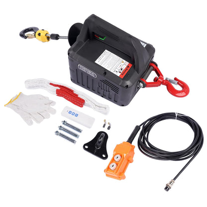 3-in-1 elektrische lier 1500 W, 500 kg draagbare elektrische lift met verbeterde infrarood eindschakelaar, verticaal en horizontaal tillen 120 m afstandsbediening Hopzty