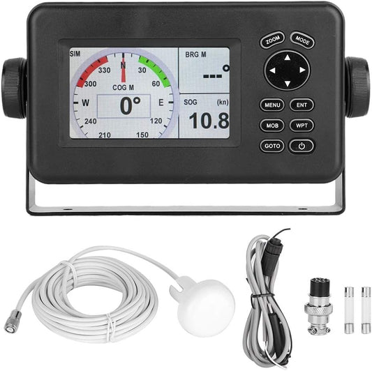 aqxreight GPS-navigatie voor auto, draagbare -528A 4,3 inch kleuren LCD Marine GPS Navigator Alarm Locator Klasse B AIS Transponder Combo