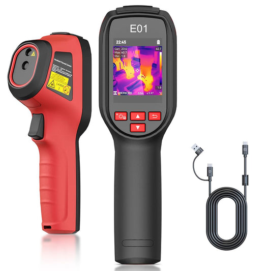HIKMICRO Thermische Camera E01, SuperIR 240x240, 20 Hz vernieuwingsfrequentie, draagbare warmtebeeldcamera met laseraanwijzer, batterijduur van 8 uur, warmtebeeldcamera met bereik -4°F~752°F