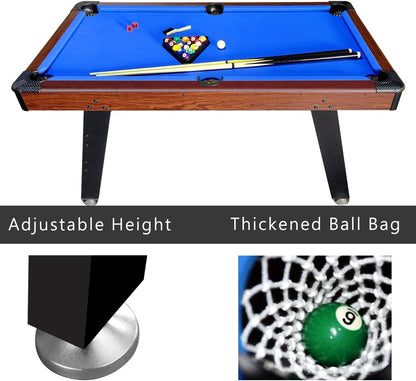 Biljarttafel – Pooltafel – Biliardtafel – Spel tafel – Billiardtafel – Inclusief 2 Keuen & Complete Set – Verstelbare Poten & Houten MDF Frame