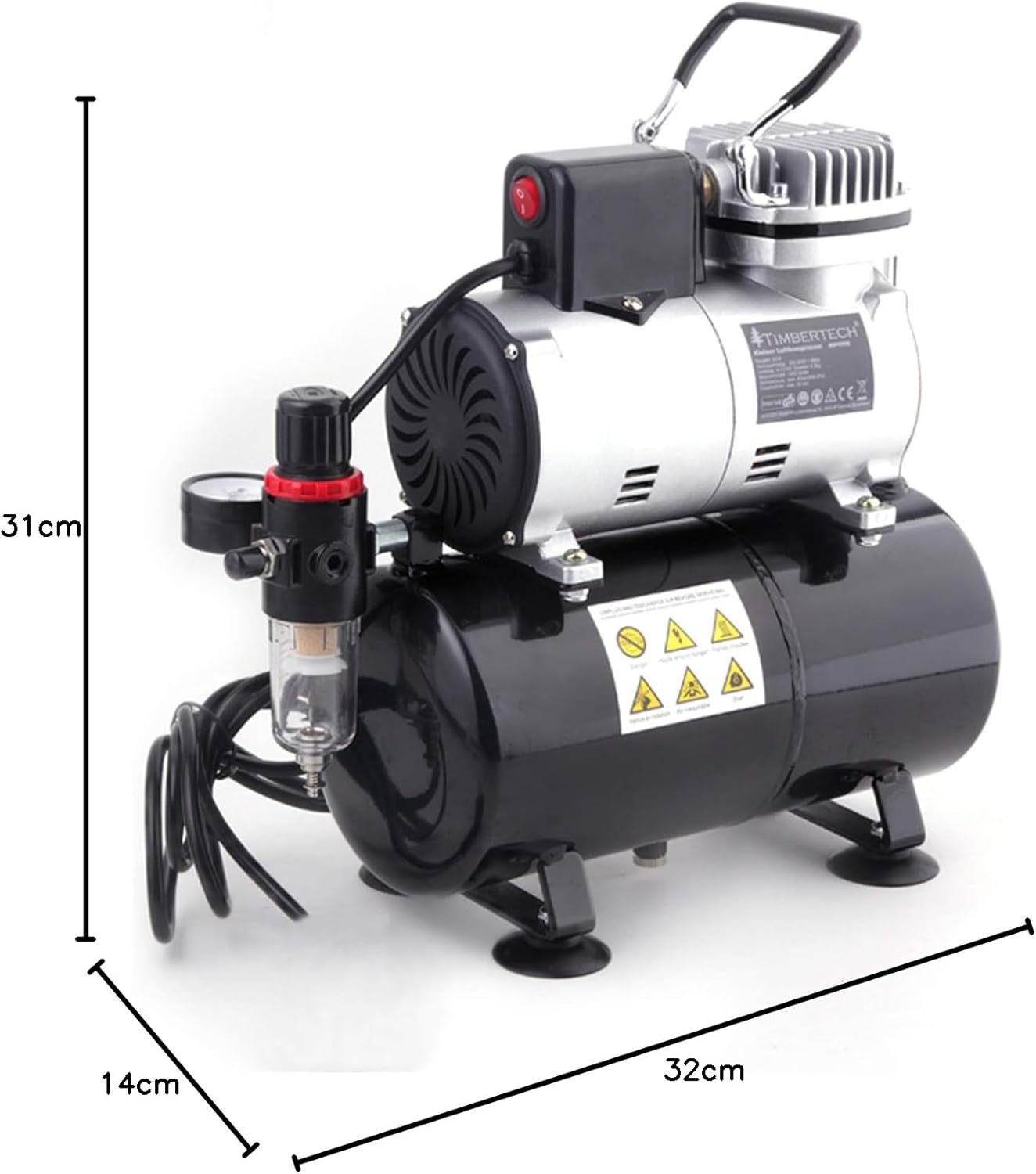 Airbrush Compressor – Olievrije Compressor – Pomp – Luchtcompressor – Spuitpomp – Stil Geluidsniveau – 3L Tank Met Koelventilator