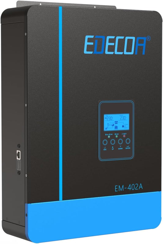 EDECOA Hybride omvormer 4000 W 24 V 230 V 4200 VA zonne-oplader MPPT 110A Pure Sinus 55-450Vdc Off-Grid BMS communicatie batterijlader netprioriteit zonne-laadregelaar (WiFi-compatibel)