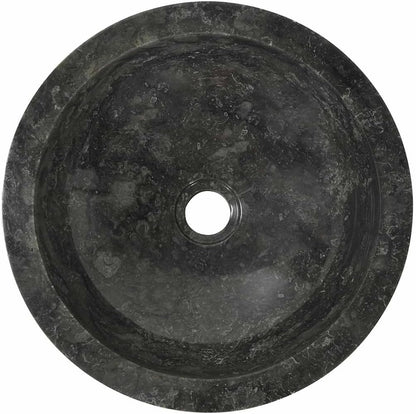 Wastafel – Wasbak – Fontein – Opzetwastafel – Zwarte Marmeren Wastafel – Handgemaakt Marmer – Diameter 40 cm – Hoogte 12 cm