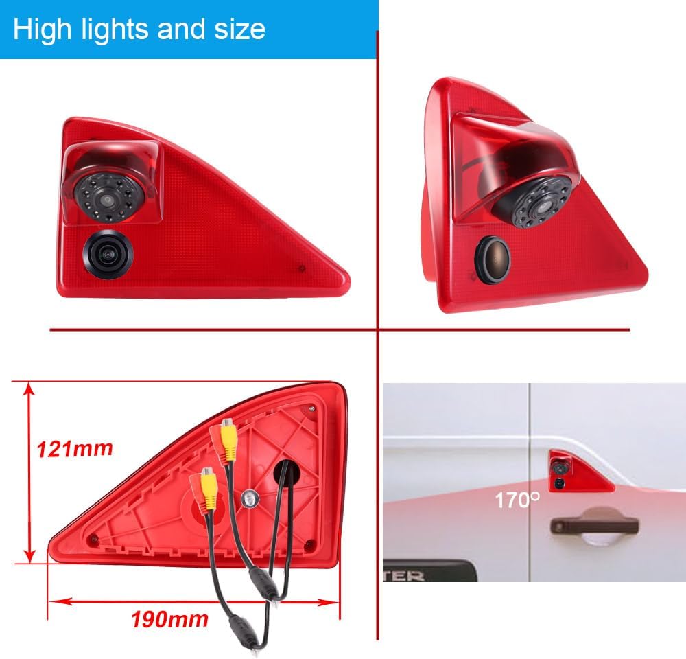 HD Auto Transporter Parking Remlicht Omkeren Achteruitrijcamera Backup Dual-Lens Camera met Hoek Verstelbare Vervanging voor Opel/Vauxhall Movano/Renault Master/Nissan NV400 (Camera +7 ''Monitor)