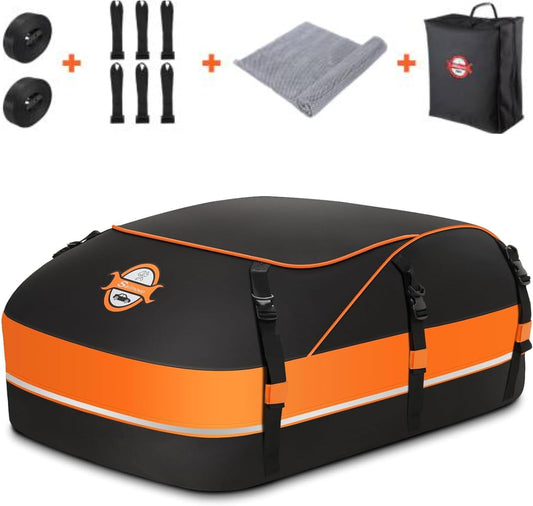 Daktas voor Auto Oranje – Autodaktas – Dakbagagetas – Dakkoffer – Bagagedrager voor Auto – Waterdicht En Scheurvast 1000D PVC – Geschikt Voor 5-8 Personen