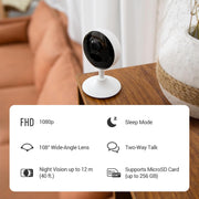 Beveiligingscamera Binnen - WiFi-bewakingscamera - Set van 2 - Draadloos Babycamera - met APP - 1080P wifi-camera  - voor Thuis - 12m Nachtzicht - Bewegingsdetectie - Alarm - Tweewegaudio - 130° Kijkhoek - Wit