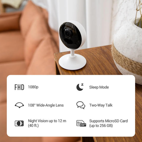 Beveiligingscamera Binnen - WiFi-bewakingscamera - Set van 2 - Draadloos Babycamera - met APP - 1080P wifi-camera  - voor Thuis - 12m Nachtzicht - Bewegingsdetectie - Alarm - Tweewegaudio - 130° Kijkhoek - Wit