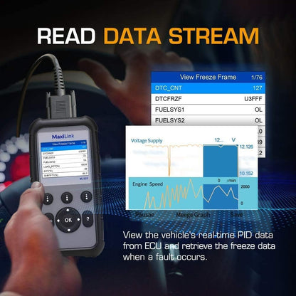 Autel ML629 OBD2-diagnoseapparaat, auto-uitleesapparaat, alle OBDII-dieselmotoren, benzinemotor, airbag, antiblokkeersysteem, motor, transmissiesysteem, diepe diagnose, 14 talen, Duits incl.