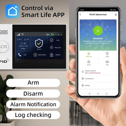 PGST 4G alarmsysteem voor thuis, wifi-alarminstallatie voor woning, met 1080p panen/kantelcamera en wifi-camera voor buiten, raamdeursensoren, bewegingsmelder, afstandsbedieningen, werkt met Alexa