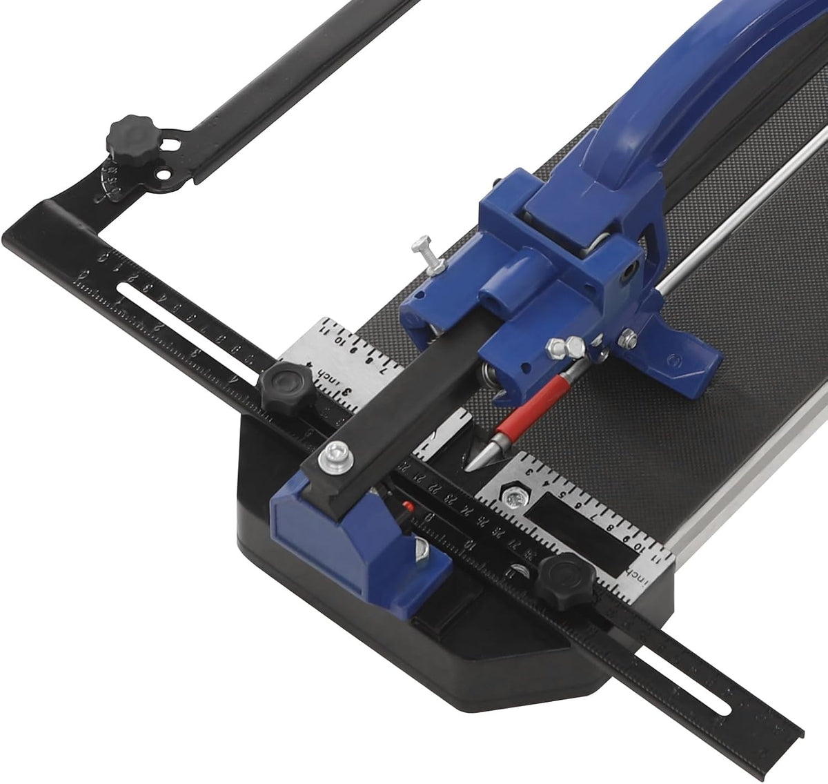 OUKANING Manual Tile Cutter with Non-Slip for Precise Cuts up to 15 mm Thickness, Ball Bearing Sliding Head for Quick Grooves and Straight Cuts, for Ceramic, Porcelain (Blue, 80 cm) - QUORE