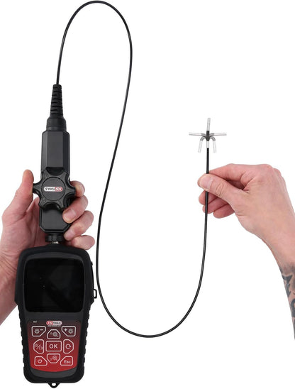 KS Tools 550.7550 HD-videoscoopset met Ø 3,9 mm 180° en 0° HD frontcamera-sonde, flexibele pvc-hoes, 3-delig