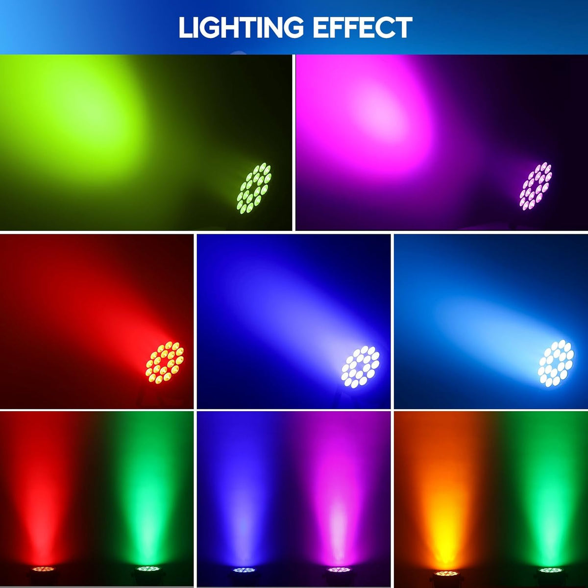 BETOPPER 6-in-1 led-projector, 18 x 18 W, RGB, vijl, amber, UV, scene licht, stroboscoop/wash, podiumverlichting, DMX 7/11CH DJ avondlichtspel, voor feest, bar, bruiloft, festival (1 stuk)