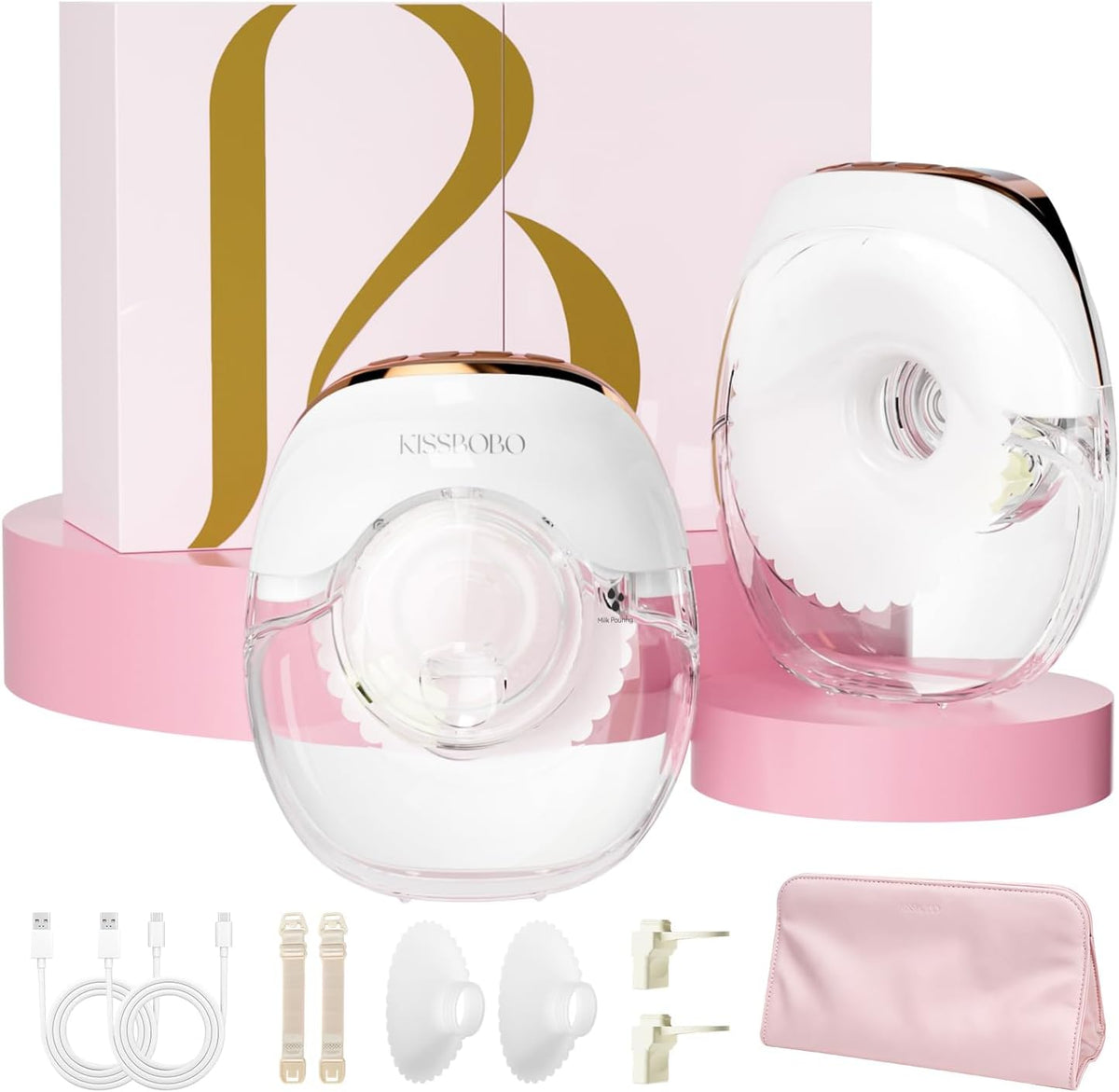 K8 Dubbele Elektrische Handsfree Borstkolf, Ultradun En Handsfree, 3 Standen En 8 Niveaus, Draagbare En Superstille Borstkolf Voor Discreet Kolven (Wit 2 Stuks)