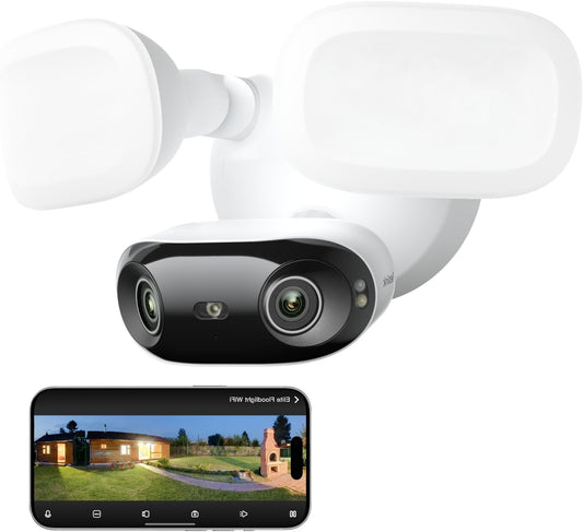 Reolink Outdoor WiFi Camera, 180° Panoramic Floodlight 4K Camera, Dual-Band WiFi 6, Human/Vehicle/Animal Smart Detection, 2-Way Audio, Elite Floodlight WiFi - QUORE