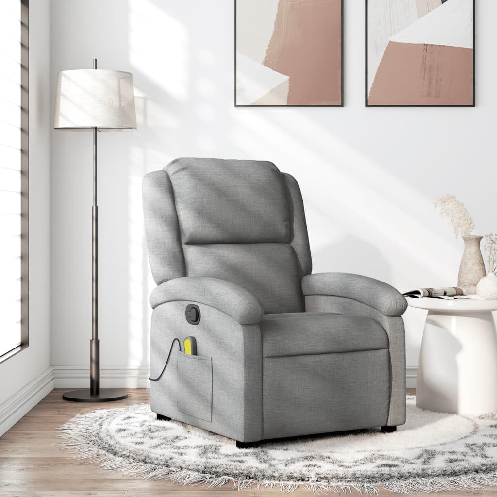 vidaXL Massage chair adjustable fabric light grey