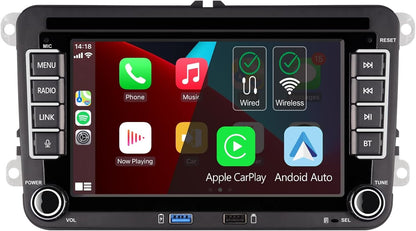 Autoradio, plug en play, compatibel met VW Golf 5 6 Passat Polo rcd330 met draadloze CarPlay Android Auto Bluetooth Radio (DSP-sound)
