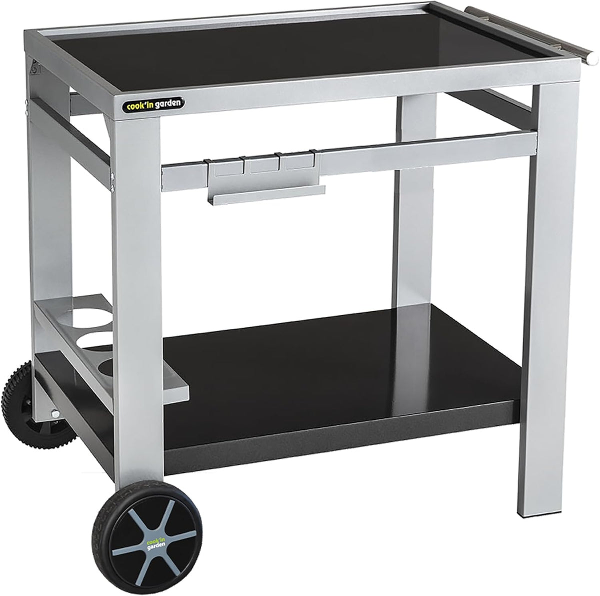 Cook'in Garden, Tuinwagen Media M trolley met werkblad, meubels op wielen, buitenkeuken, ideale houder voor grillplaat of barbecue, gemakkelijk te verplaatsen, L 93,5 × B 67 × H 80,5 cm