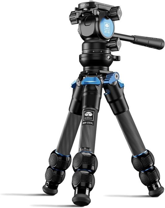 Mini Videostatief – Statief – Tafelstatief – Camerastatief – Reisstatief – Koolstofvezel – Nivelleringsbasis 15° – 360° Panorama Fluid Head