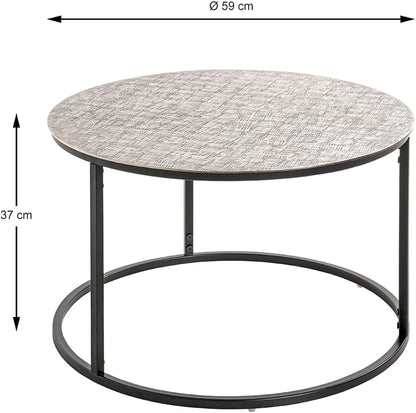 HAKU Bijzettafel zwart, zilver, metaal - Maat: H 37 cm x Ø 59 cm, Stijl: Modern