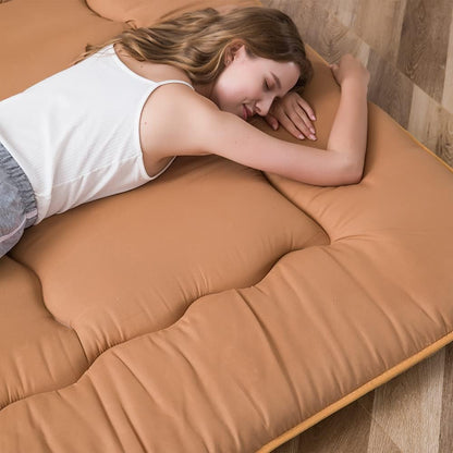 MAXYOYO Vouwmatras Futon matras vloermatras gewatteerd Japans tatami gewatteerd bed, dikke vouwmatras slaapmat rolmatras vloerligbed gastenmatras (lichtbruin, 150 x 200 cm)