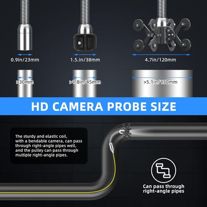 Sanyipace Buiscamera, 30 m, endoscoopcamera met licht, 9 inch scherm, buiscamera met DVR, IP68 waterdicht, industriële endoscoopcamera, afstandenteller, 16 GB SD-kaart