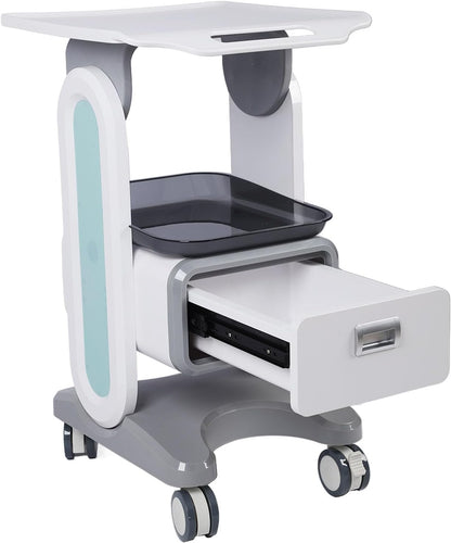 50 kg draagbare medische wagen met groot werkblad, enkele lade en universele rol voor schoonheidssalon, laboratorium, tandheelkundige kliniek