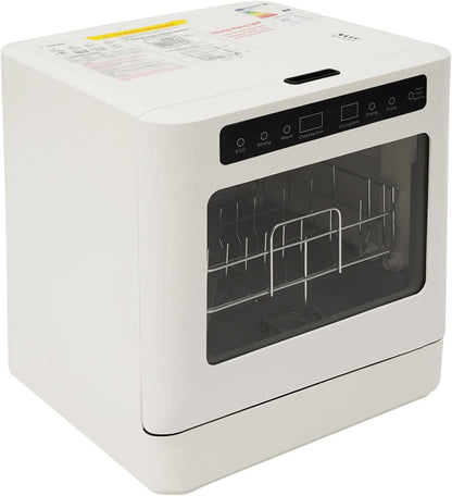 Mini Dishwasher, 4-6 Place Settings, Table Dishwasher, 1100 W, Table Dishwasher with 4 Cleaning Modes and 6 L Water Tool, Tabletop, Dishwasher with LED Display, Camping, Home Dishwasher