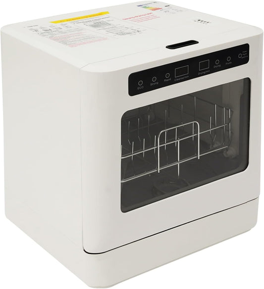 Mini Dishwasher, 4-6 Place Settings, Table Dishwasher, 1100 W, Table Dishwasher with 4 Cleaning Modes and 6 L Water Tool, Tabletop, Dishwasher with LED Display, Camping, Home Dishwasher