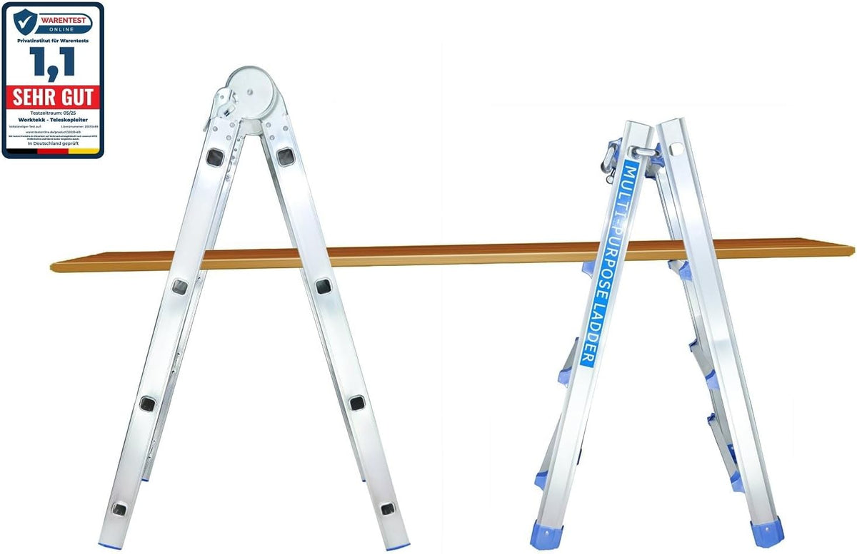 Professionele aluminium telescopische ladder, 4/7/14 treden, ombouwbare trapladder, multifunctionele ladder