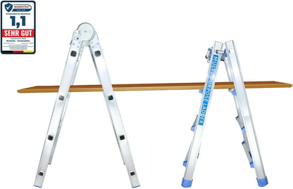 Professionele aluminium telescopische ladder, 4/7/14 treden, ombouwbare trapladder, multifunctionele ladder