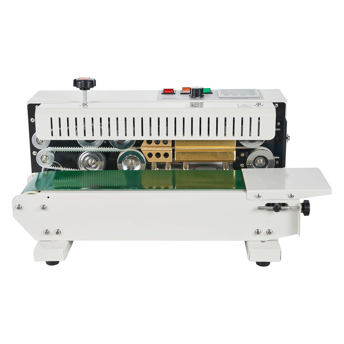 VEVOR Doorlopende zakbandsluitmachine, 6-12 mm afdichtingsbreedte, horizontale bandsealmachine met digitale temperatuurregeling, koolstofstalen zakverzegelaar voor 0,02-0,8 mm plastic zakkenfilms