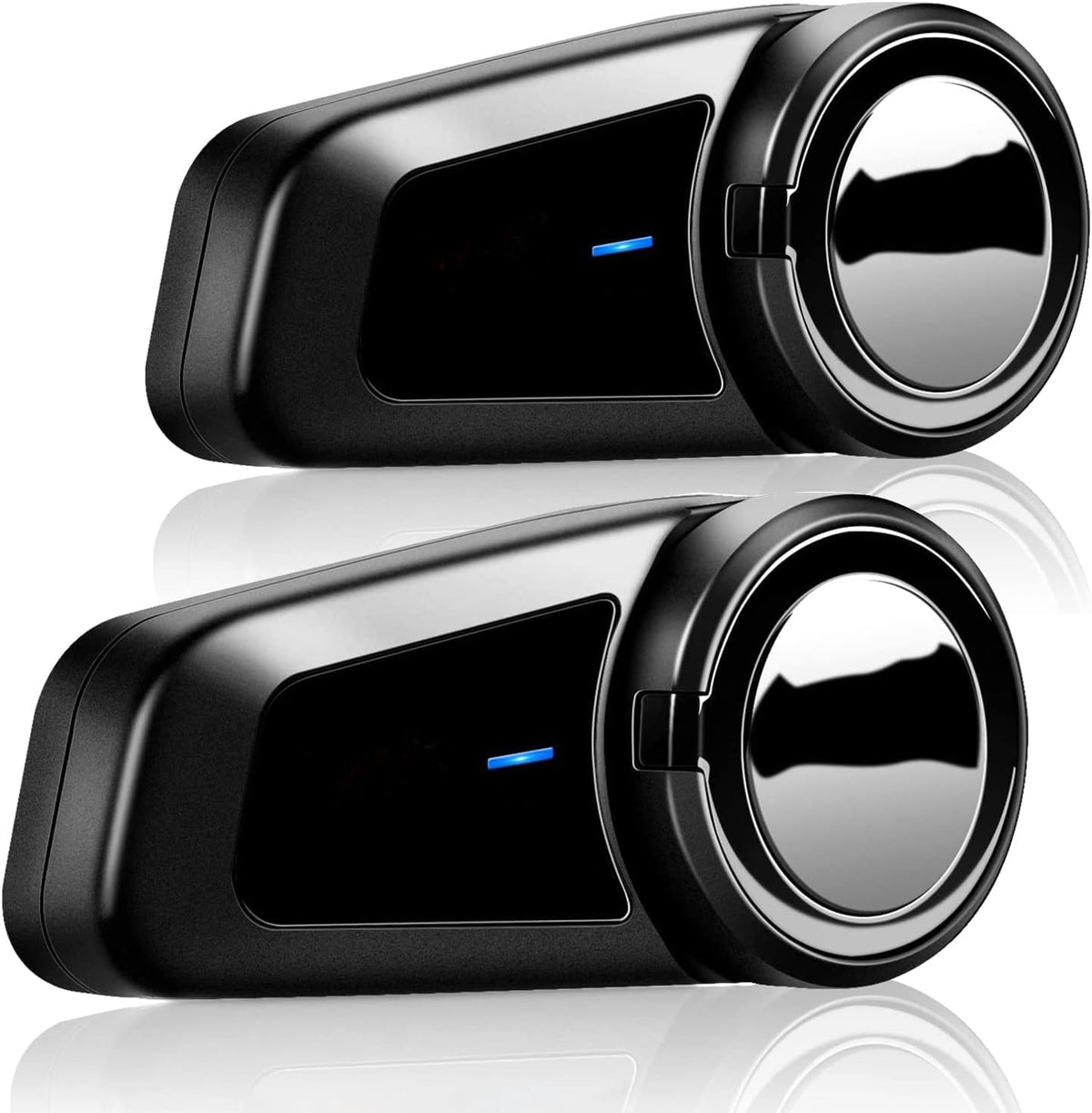QSPORTPEAK Motorcommunicatiesysteem, M2 motorfiets bluetooth intercom met stereogeluid, motorfiets helm headset tot 6 bestuurders (1000 m bereik, waterdicht, FM-radio, voice prompt) (2 stuks)