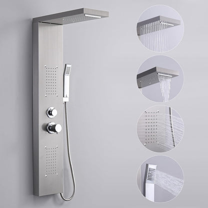 Douchepanelen – Douchesysteem – Douchekolom – Douchewand – Douchearmatuur – Roestvrij Staal – 4 Functies met Regendouche en Massagejets