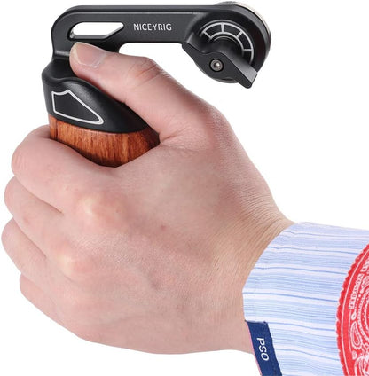 Linker Houten Handgreep voor Camera Cage – Camera Handvat – Zijhandgreep – Camera Grip – Rig Handvat – Duimgroef voor Extra Stabiliteit – Verstelbare Hoek