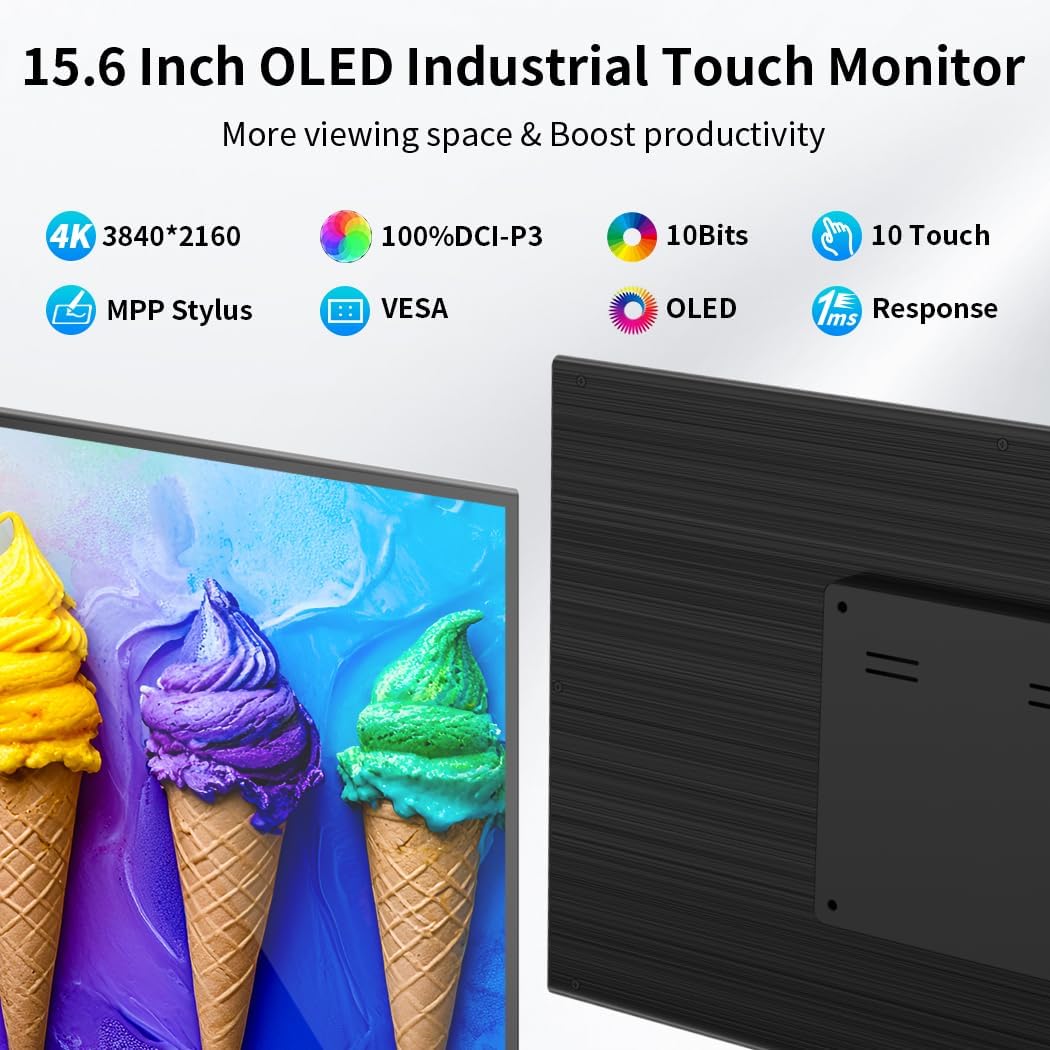 Touchscreen Monitor – Beeldscherm – Display – Scherm – Computerscherm – 15,6 Inch 4K OLED – 10-Punts Capacitief Touch