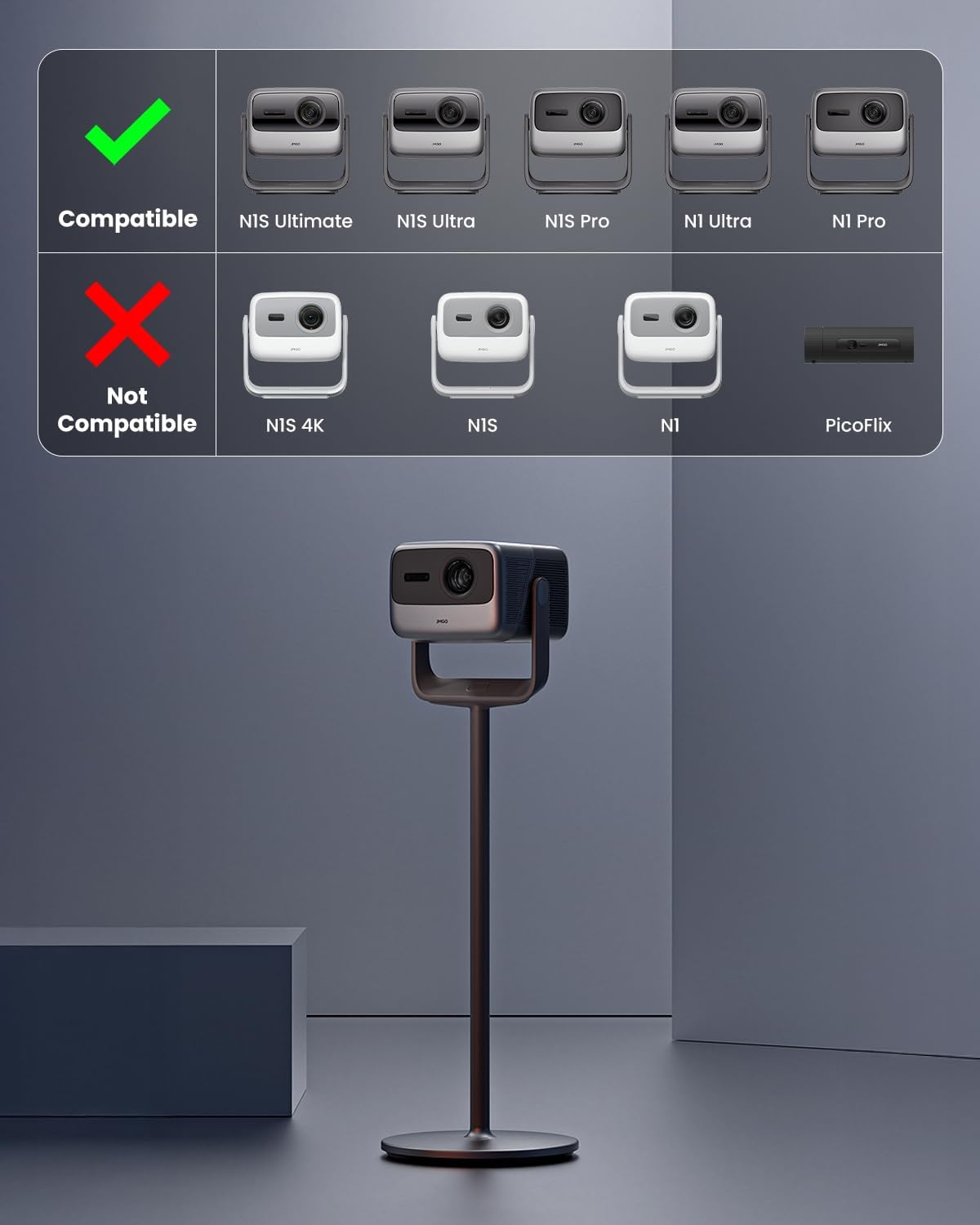 Projectorstandaard – Beamerstandaard – Projectorhouder – Beamerhouder – Vloerstandaard Voor Binnen En Buiten – Dubbele Vergrendeling – 135° Verticaal En 360° Horizontaal Verstelbaar
