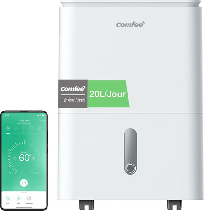 Luchtontvochtiger – Ontvochtiger – Vochtvreter – Luchtontvochtigingsapparaat – Vochtverwijderaar – Voor 37-52 M² – 20 Liter/Dag, 4 Modi, App-Bediening