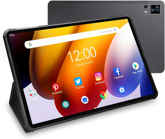 VASOUN Tablet 12 inch, Android Tablet 13 PC, 2K FHD+, 12 inch 256 GB tablets met lederen tas, 4G LTE 5GHz Dual WiFi, Octa-Core, 5MP + 13MP Dual Camera, 8000mAh batterij, entertainment en educatie