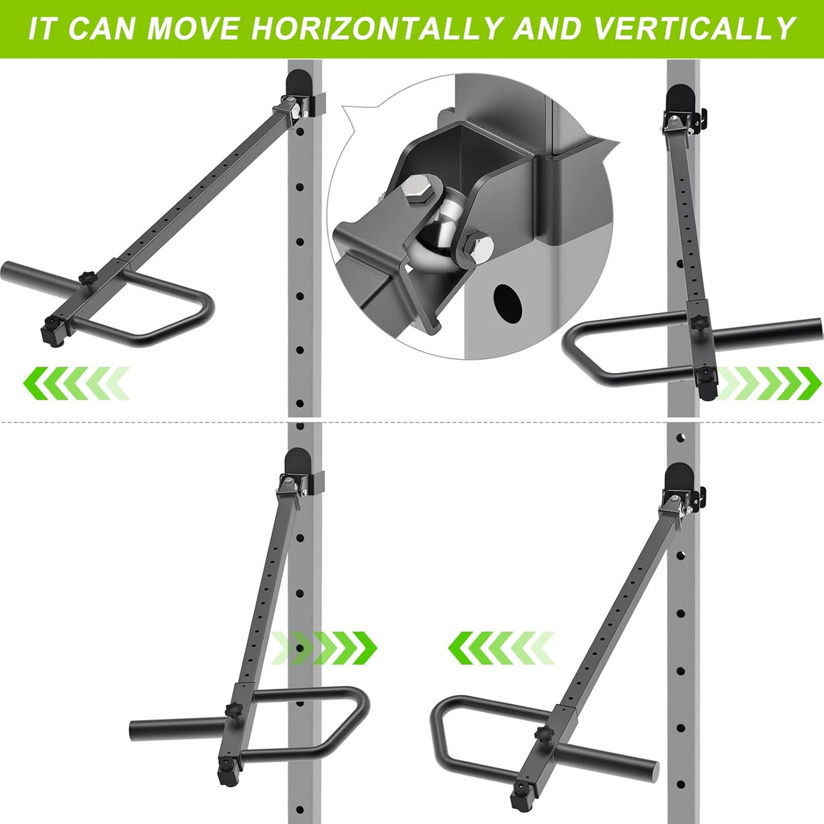 Kipika Verstelbare hefboomarmen voor Power Rack - Jammer Arms bevestigingen voor 3" x 3" rekken met 5/8" of 1" gaten - Compatibel met 2-inch Olympische gewichtschijven - Verstelbare hoogte en hoek - 1